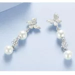 Ezüst fülbevaló gyöngyökkel