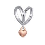 Ezüst charm, szív, rosegold