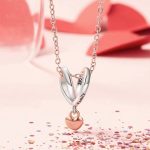 Ezüst charm, szív, rosegold