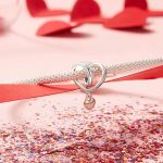 Ezüst charm, szív, rosegold