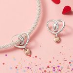 Ezüst charm, szív, rosegold