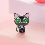 Ezüst charm, fekete macska