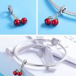 Ezüst charm, cseresznye