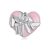 Ezüst charm, szív masnival