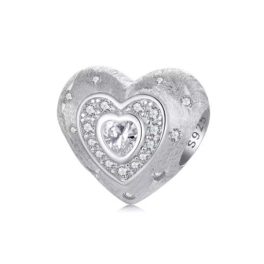 Ezüst charm, szív
