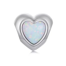 Ezüst charm, szív opállal