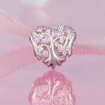 Ezüst charm, szív életfával