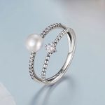 Ezüst gyűrű gyönggyel, 7-es méret