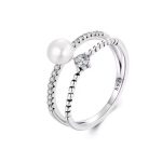 Ezüst gyűrű gyönggyel, 6-os méret