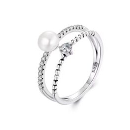 Ezüst gyűrű gyönggyel, 6-os méret
