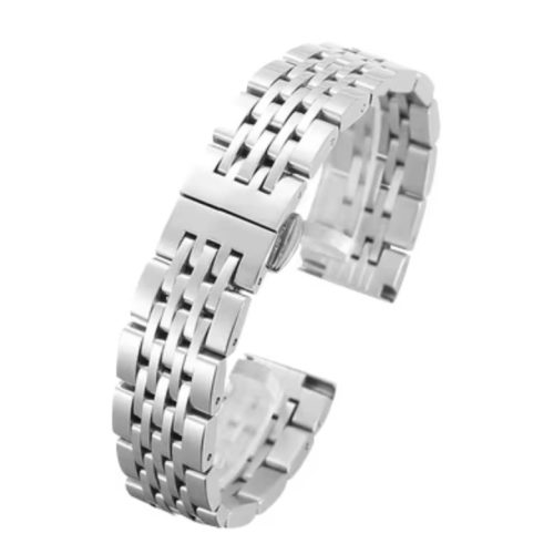 Nemesacél, pillangócsatos óraszíj, ezüstszín, 18 mm