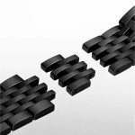 Nemesacél, pillangócsatos óraszíj, fekete, 22 mm