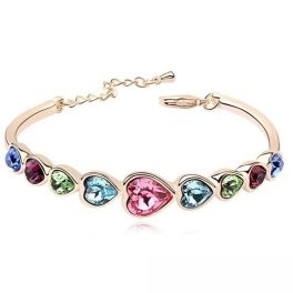  Herzarmband, mehrfarbig, verziert mit Swarovski-Kristallen
