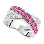  Gekreuzter Ring, rosa, verziert mit Swarovski-Kristall, 7,5
