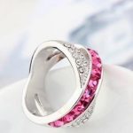  Gekreuzter Ring, rosa, verziert mit Swarovski-Kristall, 7,5