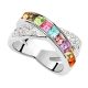  Gekreuzter Ring, mehrfarbig, verziert mit Swarovski-Kristall, 5,5