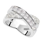  Gekreuzter Ring, Kristall, verziert mit Swarovski-Kristallen, 6,5