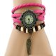  Damen-Armbanduhr mit Engelsflügel aus Leder, rosa