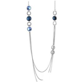   Dreifache lange Halskette, blau, verziert mit Swarovski-Kristallen