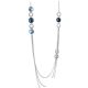 Dreifache lange Halskette, blau, verziert mit Swarovski-Kristallen