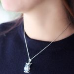  Eulen-Anhänger-Halskette, blau, verziert mit Swarovski-Kristallen