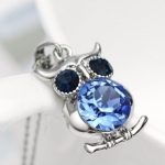  Eulen-Anhänger-Halskette, blau, verziert mit Swarovski-Kristallen