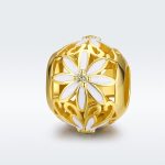 Silberanhänger mit Blume, goldene Farbe