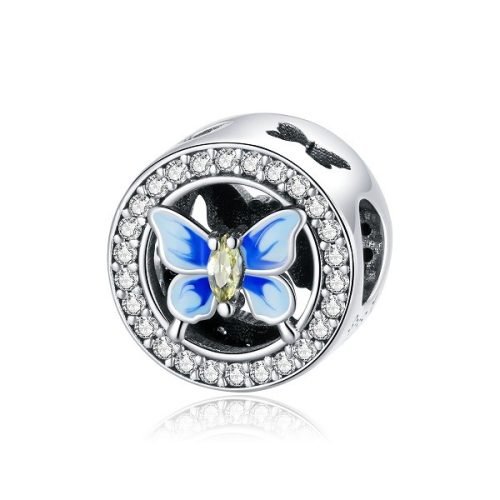 Silberanhänger, blauer Schmetterling