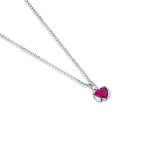 Silberne Halskette mit Herz, rosa