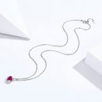 Silberne Halskette mit Herz, rosa