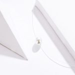 Unsichtbare Halskette mit echten Perlen und Silberverschluss