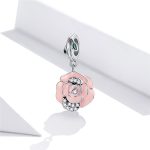 Silberanhänger, rosa Blume