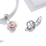 Silberanhänger, rosa Blume