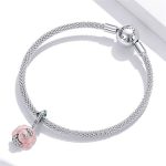 Silberanhänger, rosa Blume