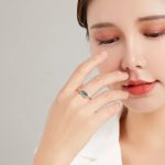 Silberner Damenring, sechseckig, Größe 7