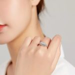 Silberner Damenring, sechseckig, Größe 7