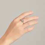 Silberner Damenring, sechseckig, Größe 7