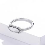 Silberner Damenring, sechseckig, Größe 8