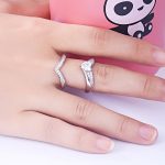 Silberring mit Kristall, weißes Herz, Größe 8