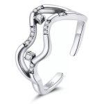 Silberner Damenring, abstrakt