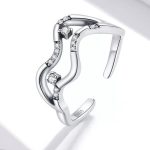 Silberner Damenring, abstrakt