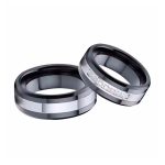 Női karikagyűrű nemesacélból, ezüst-fekete, 9-es méret