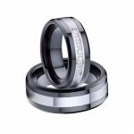 Férfi karikagyűrű nemesacélból, ezüst-fekete, 10-es méret