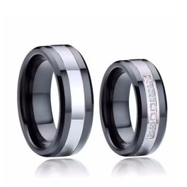   Férfi karikagyűrű nemesacélból, ezüst-fekete, 11-es méret