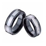 Női karikagyűrű nemesacélból, ezüst-fekete, 5-ös méret