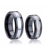 Női karikagyűrű nemesacélból, ezüst-fekete, 8-as méret