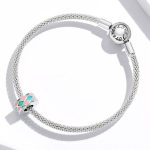 Silberanhänger, Rautenmuster, grün-rosa