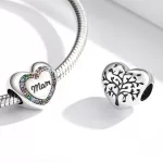 Silberanhänger, Herz, mit der Aufschrift „Mama“, mit Regenbogenkristallen