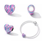 Silberanhänger, mehrfarbiges Herz