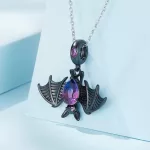 Silberanhänger, Fledermaus, mit farbigen Kristallen